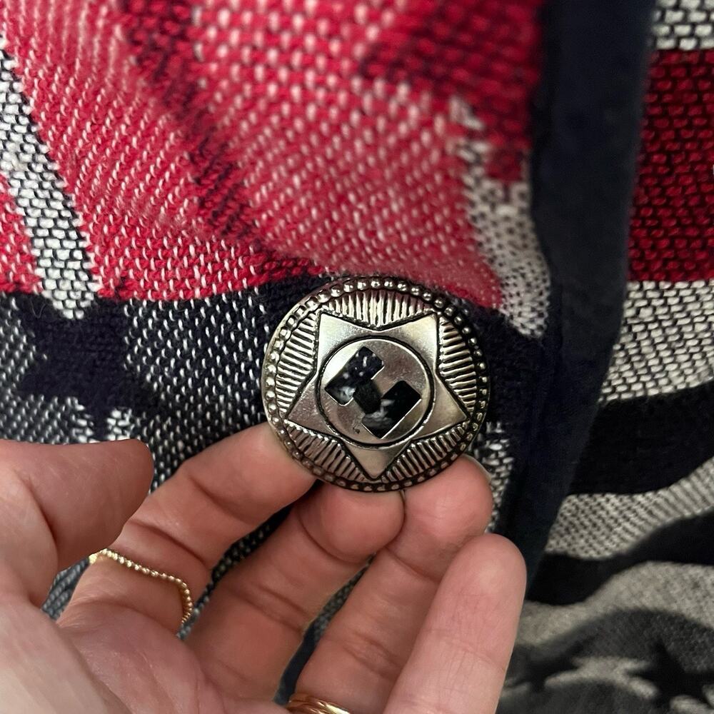 90s VTG American Flag Print Tapestry Jacket Size 26/28 Fourth Of July Patriotic - Picture 3 of 6